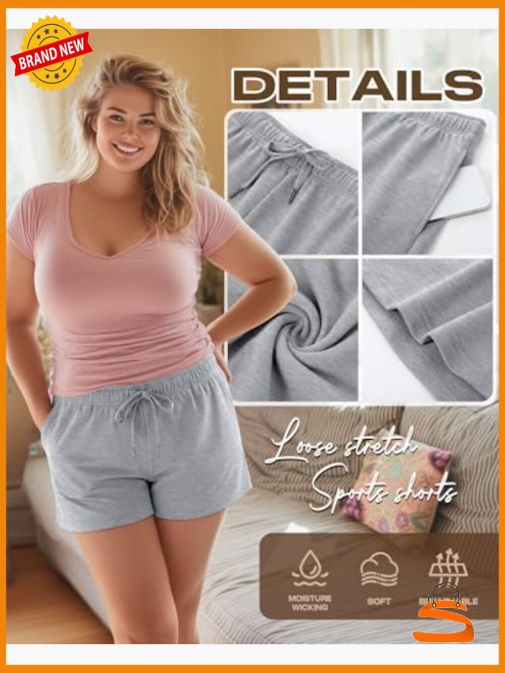 Plus Size Drawstring Sweat Shorts with Pockets 3 Pack - Picture 4 of 7